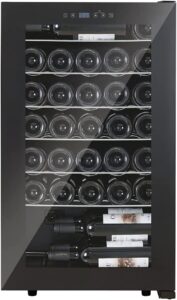 Premium Levella 17 in. 3.1 cu ft 33-Bottle Single Zone Freestanding Wine Cooler with Tempered Glass Door